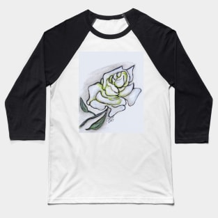 Stunning White Rose Baseball T-Shirt